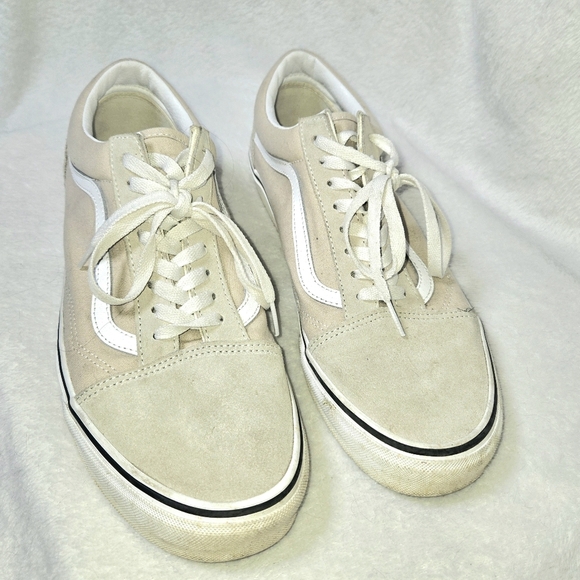 VANS Old Skool 11.5 Beige Ivory Canvas/Suede Lace Up Low Top Sneaker Shoes SKATE - Picture 1 of 12
